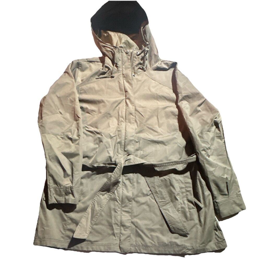 Columbia Omni-Shield Women’s 2X Hooded Rain Jacket Beige Belted Coat